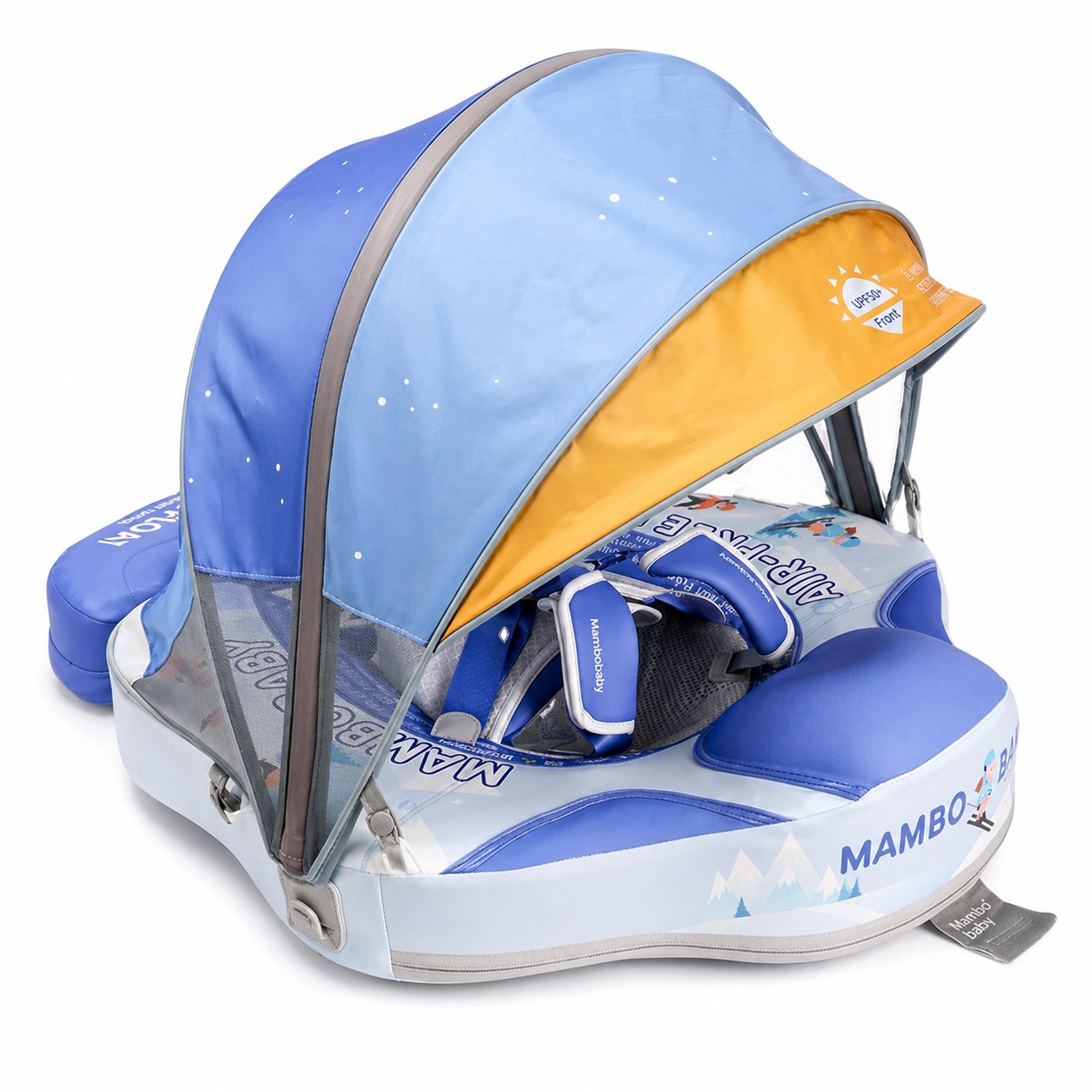 Baby float with UV-protective sunshade and footrest
