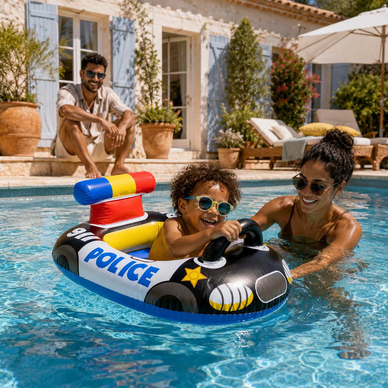 Police car children's inflatable ring