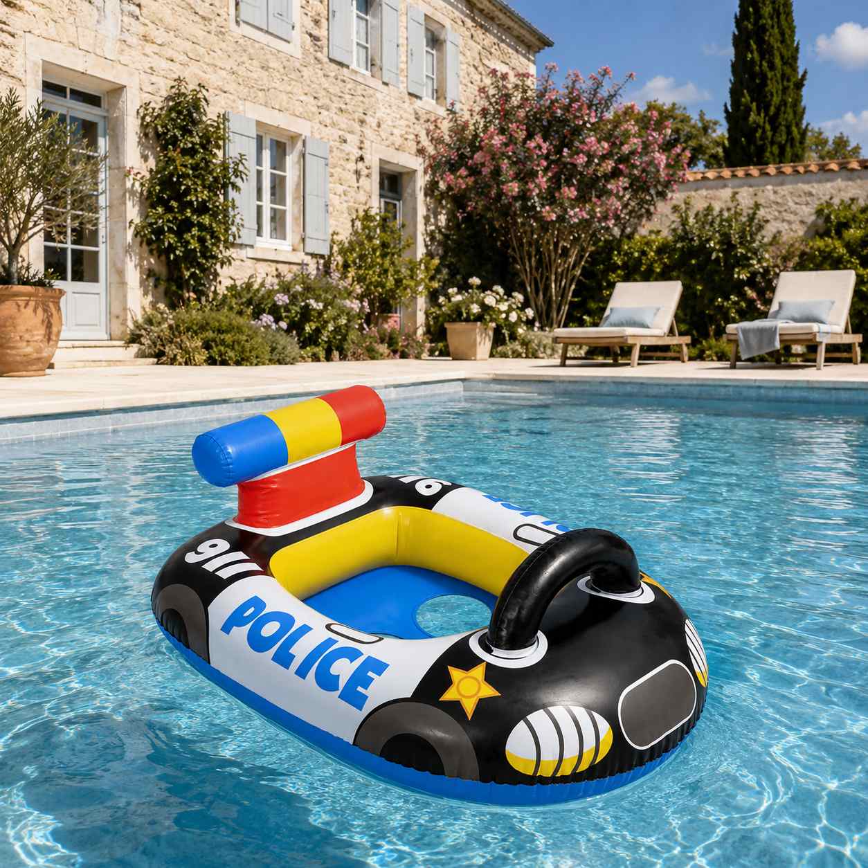 Police car children's inflatable ring