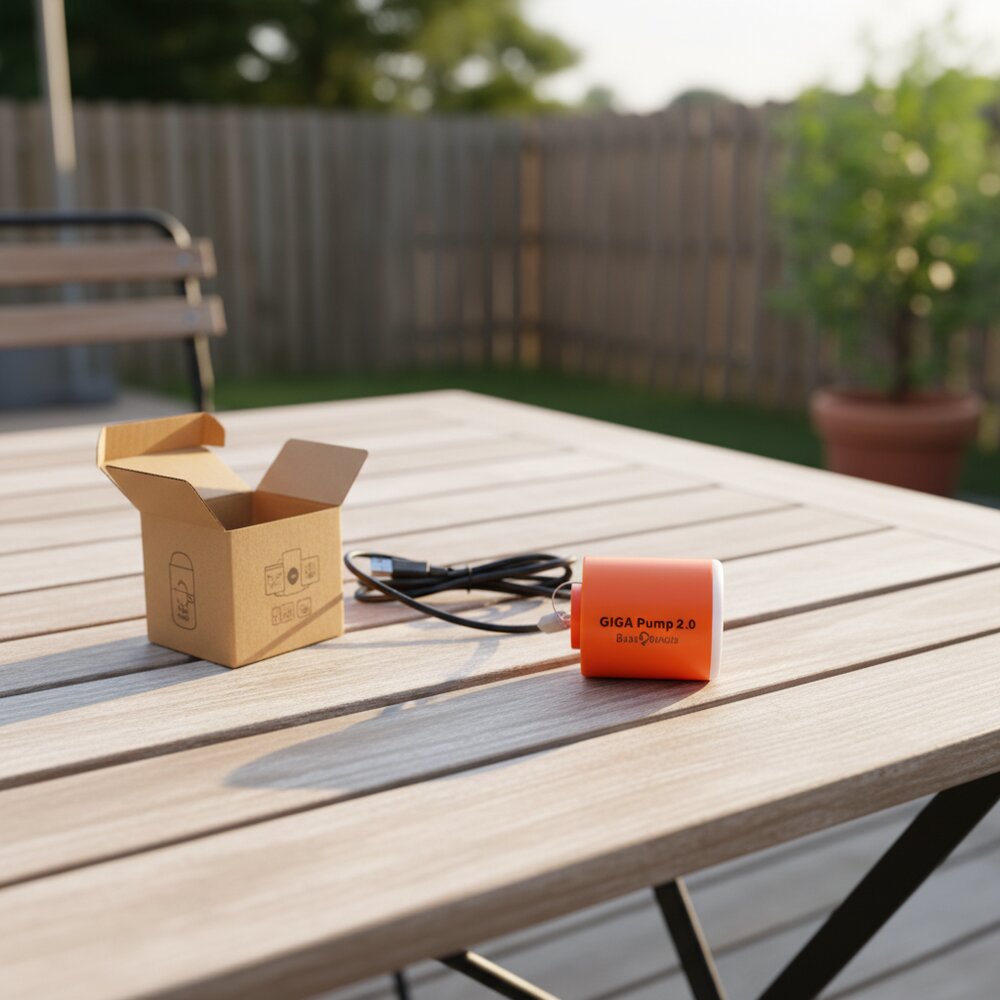Mini pompe électrique orange USB 3 en 1