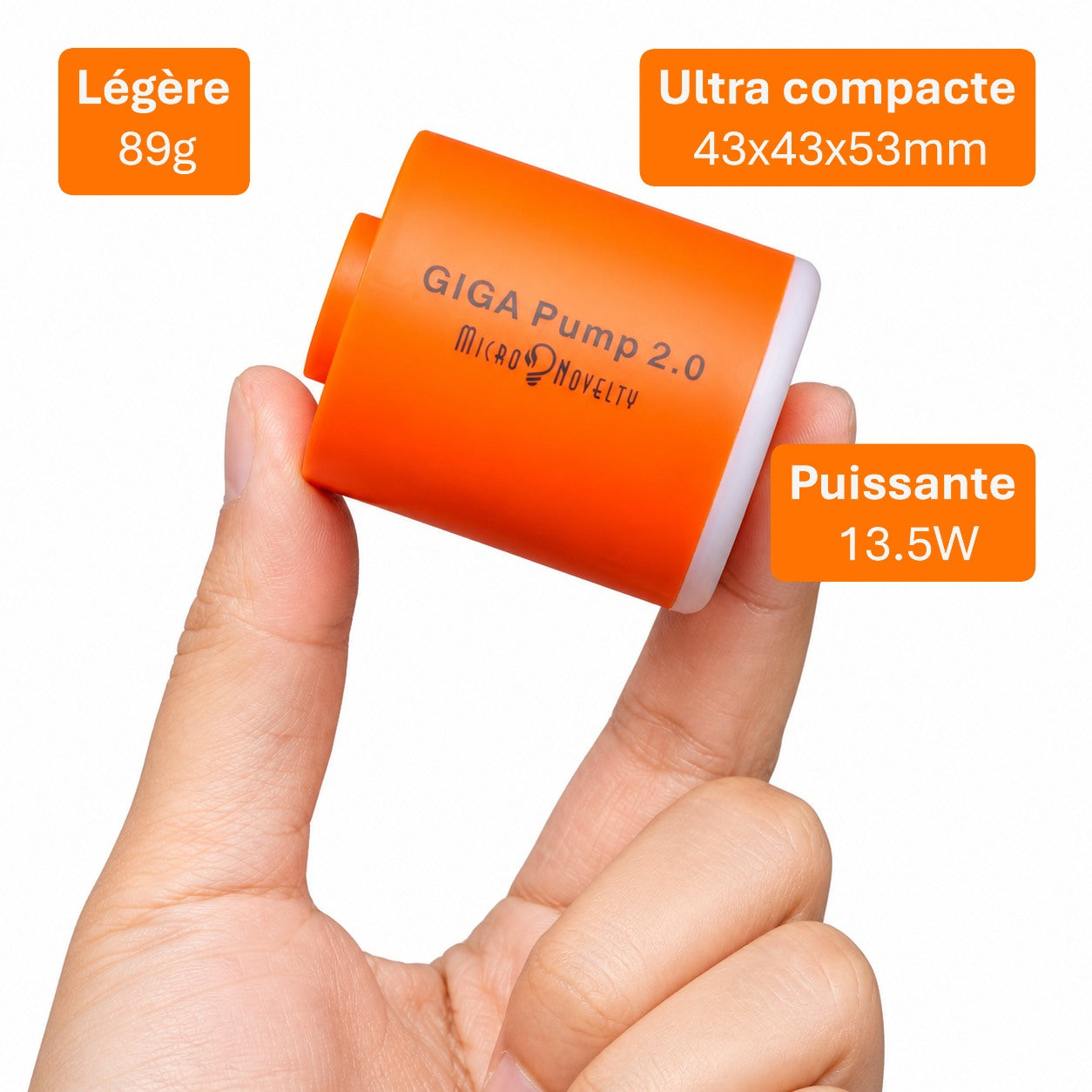 Mini pompe électrique orange USB 3 en 1