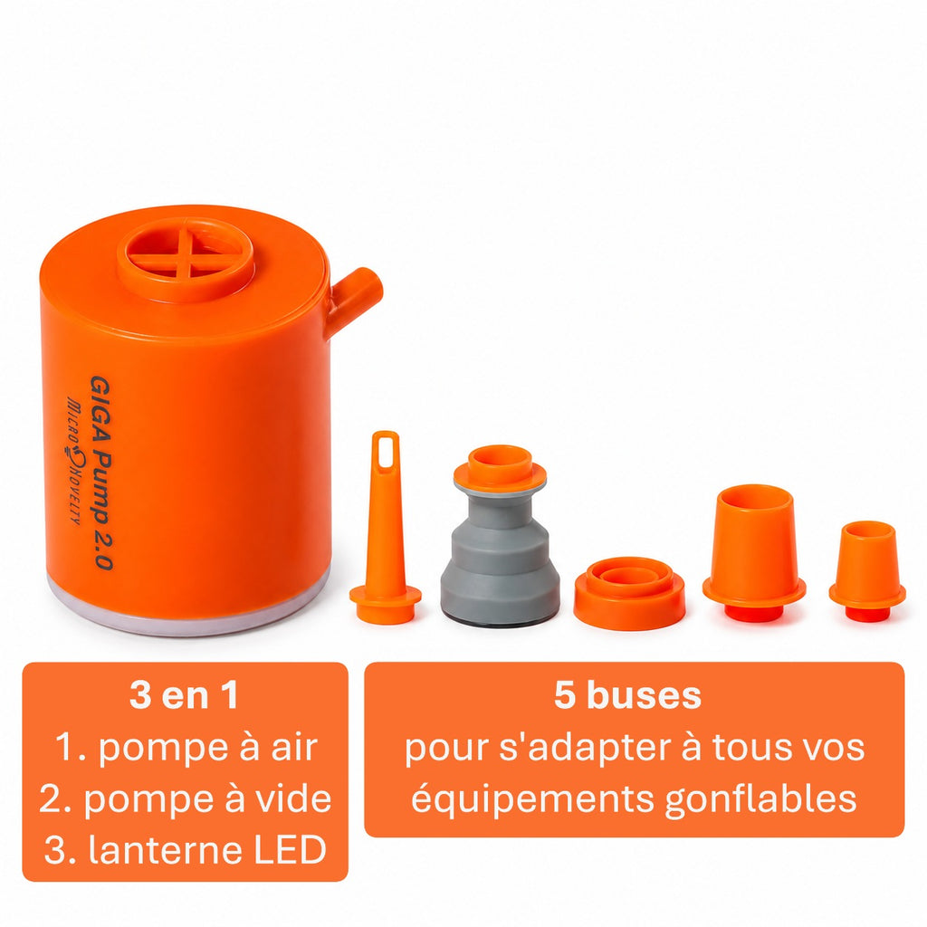 Mini pompe électrique orange USB 3 en 1