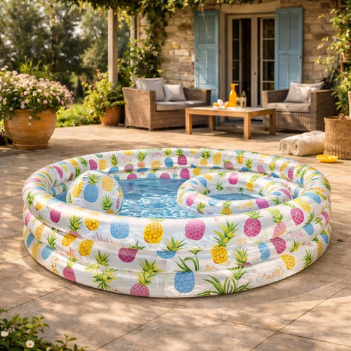 Inflatable children's pool with float and ball - Pineapple