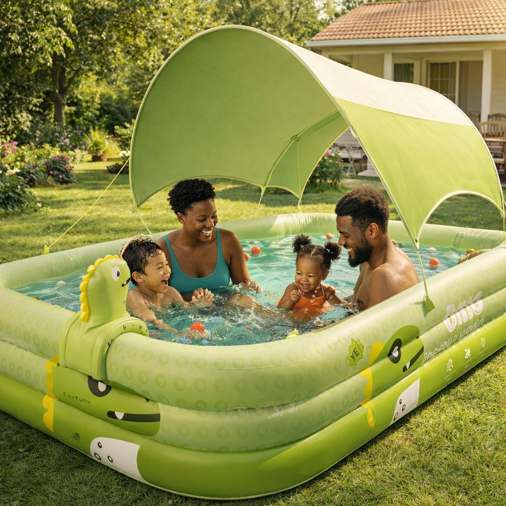 Piscine gonflable enfant dinosaure avec auvent
