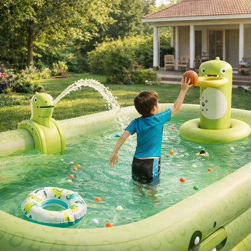 Inflatable dinosaur children's pool with canopy
