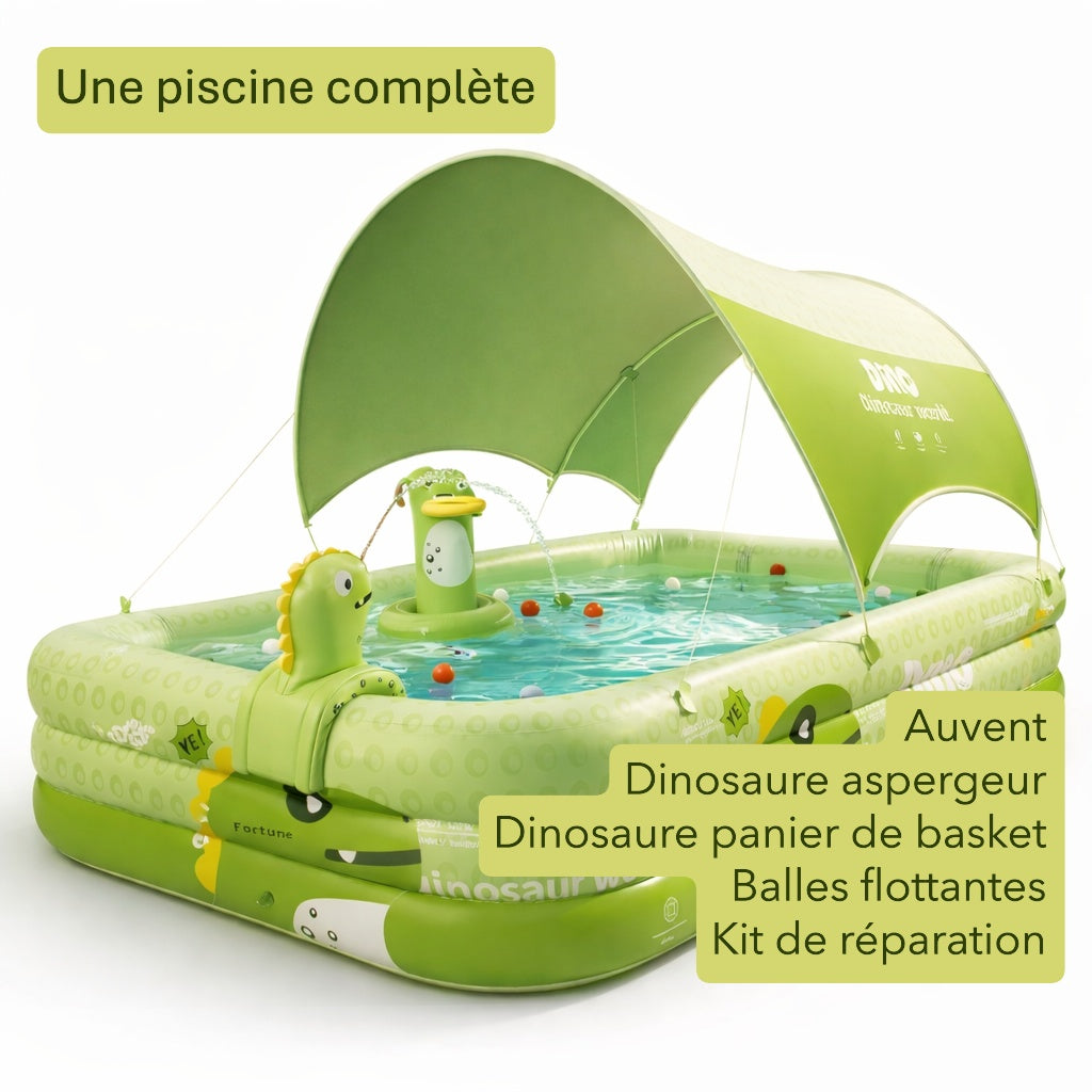 Piscine gonflable enfant dinosaure avec auvent