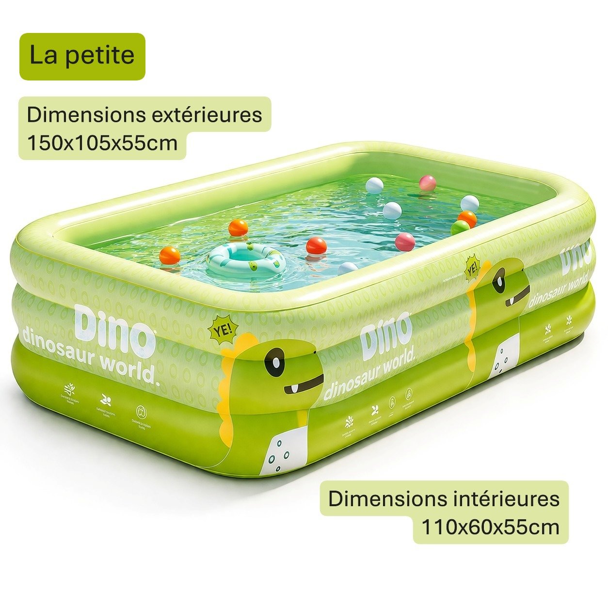 Piscine gonflable enfant dinosaure avec auvent