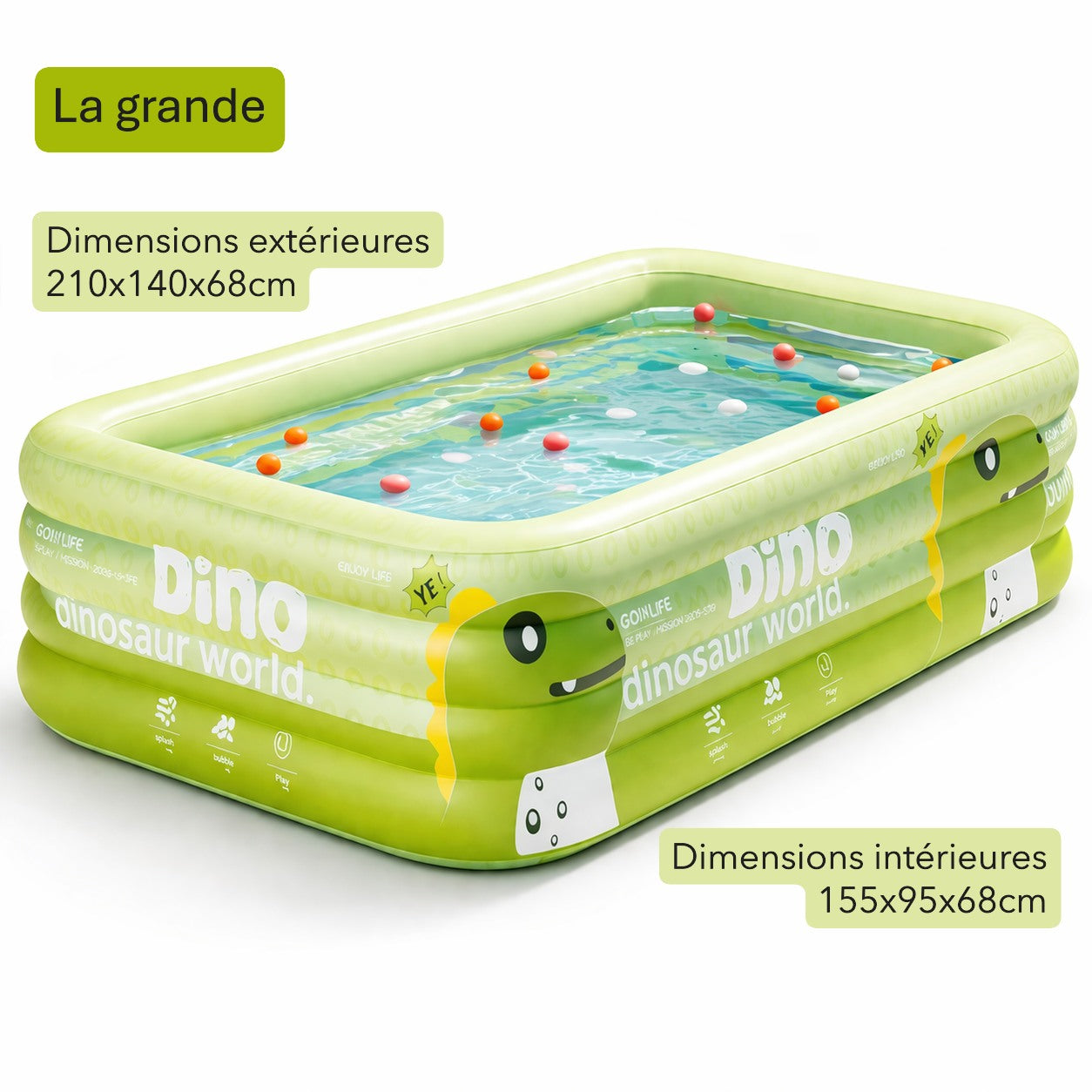 Piscine gonflable enfant dinosaure avec auvent