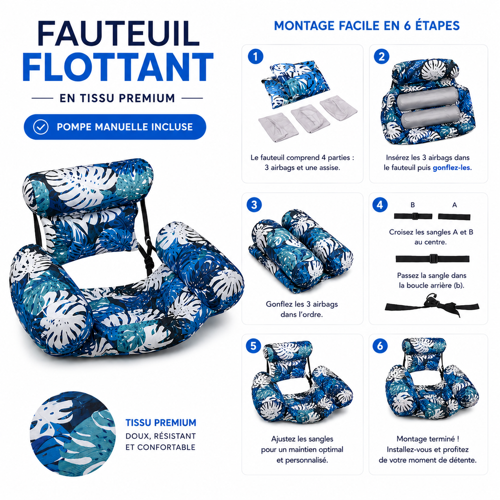 Fauteuil flottant avec dossier - Tropical